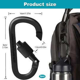 Locking Carabiner Clip, Aluminum Alloy D Shape Keychain Hook, Key Chain Carabiner Clip Hook for Camping Hiking Fishing Backpack Accessories