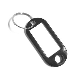 50 Pcs Key Tags with Rings, Plastic Card Key Labels Key Fob Key Ring Luggage Tags Pet Name Memory Stick Tags (Black)