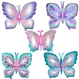 Butterfly Foil Balloons 10Pcs Mylar Decorations for Birthday Wedding Baby Shower Garden Party, Pink Purple Butterfly-Themed Party Supplies