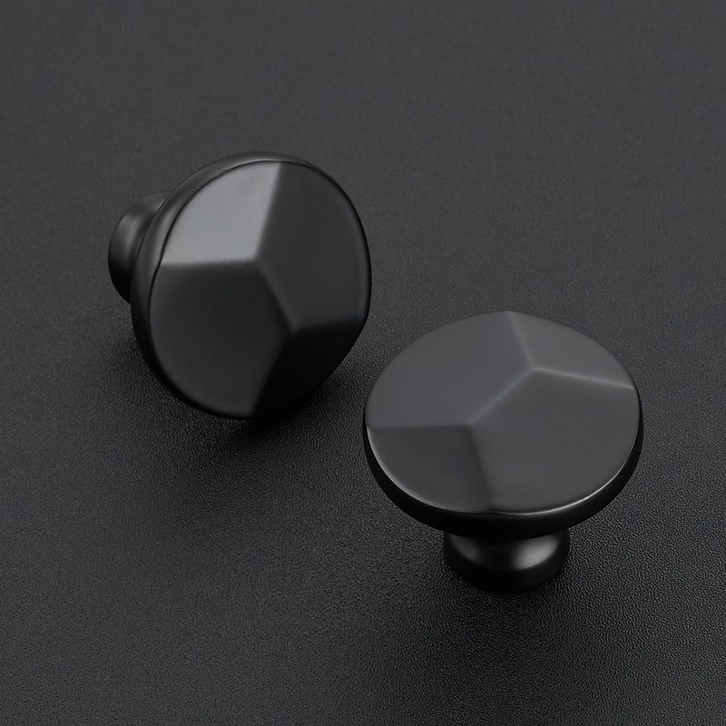 Ravinte 25 Pack Matte Black Round Cabinet Hardware Knobs,Solid Zinc