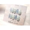 [In-store special discount]Pastel blue ribbon heart point handmade nail tips