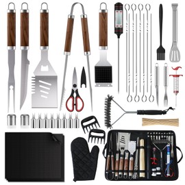 Technohom 137PCS BBQ Grilling Accessories Set C Stainless Steel Grill Tools for Outdoor Grill with Carrying Bag, Meat Thermometer, Grill Mats for Camping, Backyard & Gifts, BBQ Utensils for Men Women