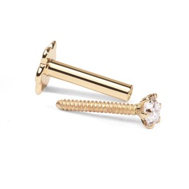 Demira Natural Diamond (0.02-0.16ct) Nosepin in 14K Gold in 6MM Post. nose pin, lip labret, or Monroe ring., 0.04ct Diamond, Gold, diamond