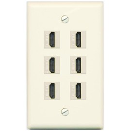 RiteAV HDMI Wall Plate 6 Port - Flat Style [Light-Almond]
