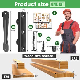Pisman Sunblind System Brackets,Louver Hardware Kit for Shutter System,Holding Up to 11 Boards (48'')-Powder Coated Iron Brackets,Perfect for Gardens, Patios and Indoor and Outdoor Use(4PCS)