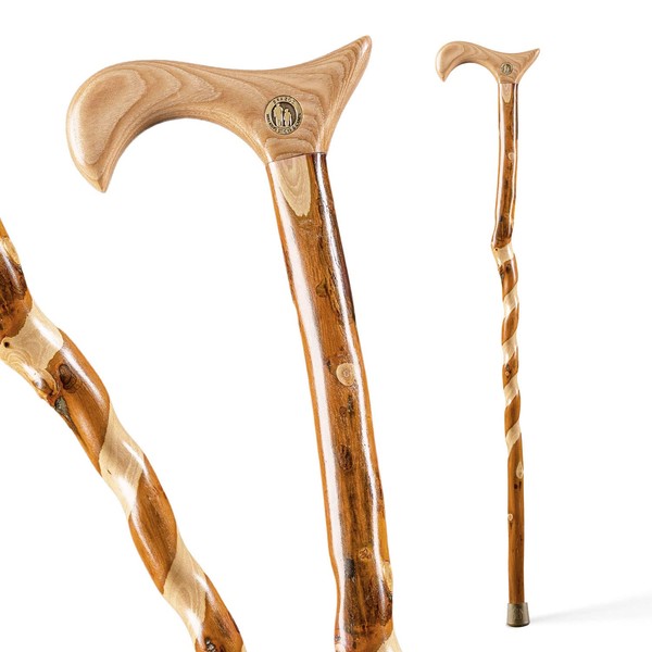 Brazos Walking Cane for Men and Women Handcrafted of Lightweight Wood and made in the USA, Hickory, 37 Inches
