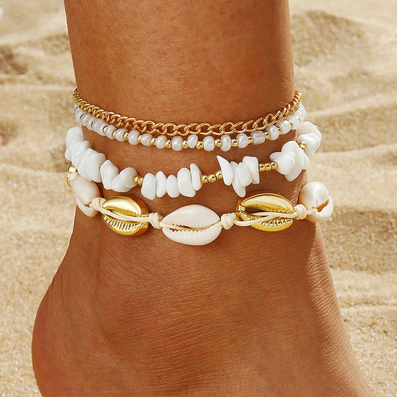 Beach Anklets for Women Boho Beaded Ankle Bracelets Set Adjustable