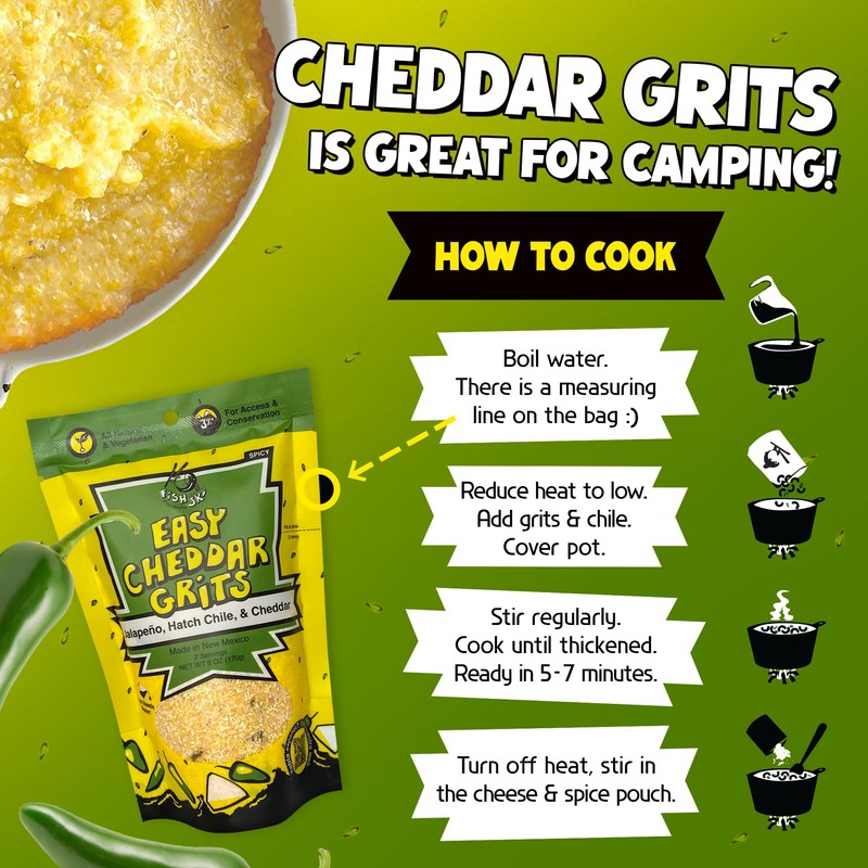 Jalapeno Yellow Corn Grits with Cheddar Cheese + Hatch Green