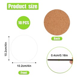20pcs Round Sublimation Coaster, 4x4in MDF Blank Hardboard Coaster MDF Wooden Coaster Sublimation Cork Coasters for DIY Crafts Painting Home Decor