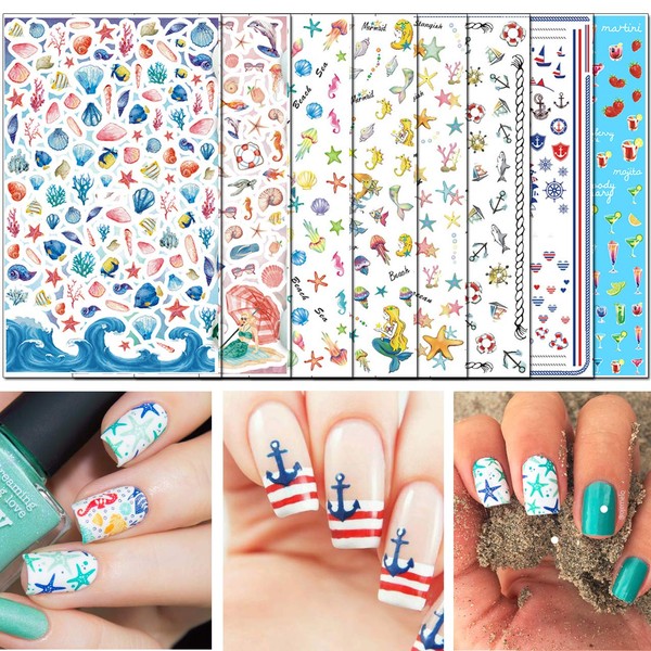 TailaiMei TailaiMei Summer Beach Nail Stickers, 1500+ Pcs Self-Adhesive DIY