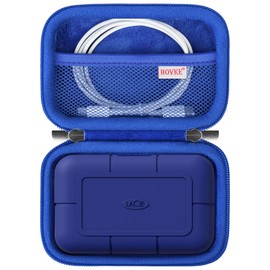 BOVKE Carrying Case for LaCie Rugged SSD Pro5 4TB / 2TB Solid State Drive, Storage Holder for LaCie Rugged SSD Pro5 Portable External Hard Drive for Mac and PC Computer, Blue