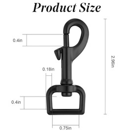 RSYHVG Dog Lead Clips, Swivel Snap Hooks, Heavy Duty, Black, 4pcs, 3/4" Width