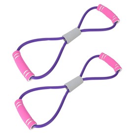 Keenso 8 Shape Exercise Band, 2 Pieces 3 Colours Bodybuilding Fitness Equipment Tool for Home Training, Yoga, Pilates, Pull Up Arms (Purple) Fitness Combinations
