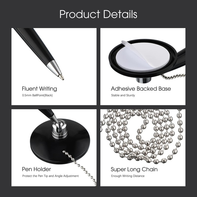 Zonon 12 Pieces Secure Pen with Chain Security Pen Holder
