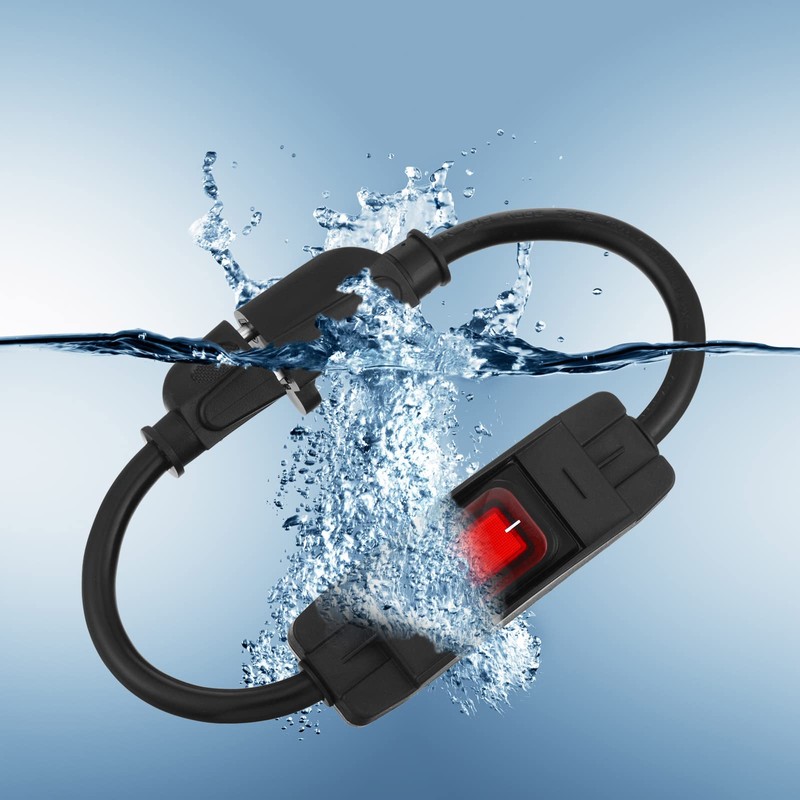 Weewooday 3 Prong Outdoor Extension Cord with Waterproof Switch 1875W