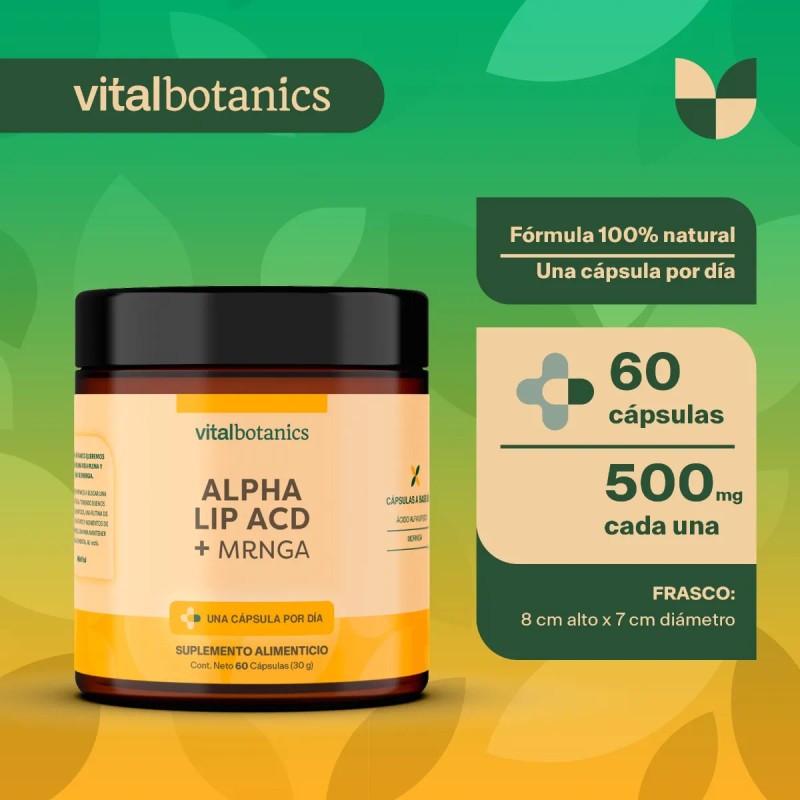 Acido Alfa Lipoico Moringa 60 Capsulas Vitalbotanics Sabor ACDIALF_LIP_60