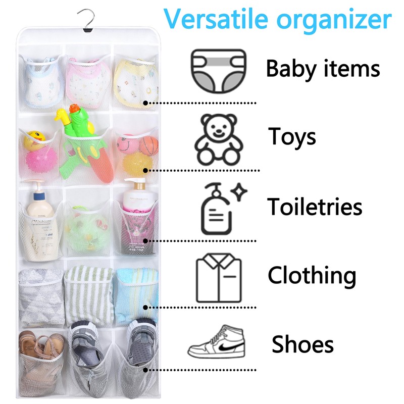 MISSLO 30 Pockets Dual Sided Hanging Baby Shoe Organizer for