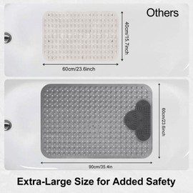 Large Non Slip Shower Mat: 35x24 Inch Shower Foot Scrubber Mat, Anti Slip Shower Mats for Inside Shower, Shower Floor Mat with Drain Holes Suction Cups, Scrub Bristles, Shower Matt Machine Washable