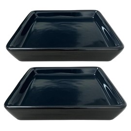 Square Plant Saucer 4 Inch 2 Pack，Plant Trays for Pots, Black Ceramic Plant Saucers for Indoors Outdoors, Plant Drip Tray 4 6 8 10 12 14 Inch