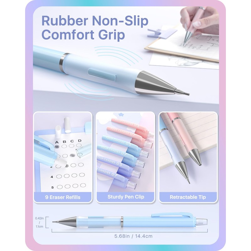 Four Candies Pastel Mechanical Pencil Set - 6PCS 0.5 mm