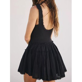 People Free Dupe Dress Womens Summer Sleeveless Sun Dresses Drop Waist Casual Boho Mini Sundress Black