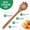 Wooden Pasta Spaghetti Spoon with Teeth, Teak Slotted Pasta Spaghetti