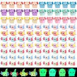 100 Pcs Mini Resin Axolotl Glow in The Dark Axolotl Figures Tiny Luminous Axolotl Animal Resin Ornament for DIY Garden Landscape Dollhouse Potted Plants Decor