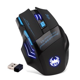 zelotes Wireless Gaming Mouse, 4000 DPI, 7 Buttons, 2.4GHz with USB Receiver, Energy Saving, LED, Ergonomic Cordless Mouse for Office/Gamer, Compatible with Laptop/PC (Black)