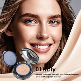 Double-layer cushion CC cream for long-lasting makeup, conceals blemishes, provides hydration, controls oil, and sets the base with a powdery finish, ideal for oily skin for a natural nude look. Cosmetic - Color: ivory white