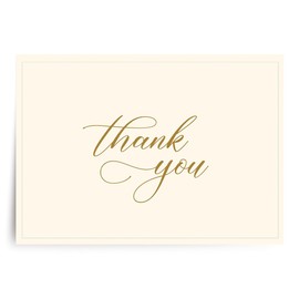 Designer Greetings Bulk Blank Thank-You Cards for Any Occasion, Beige and Gold Foil Embossed Script (100 Foil-Embossed Thank-You Notes, Seals and Envelopes) – Perfect for Business, Graduation, Baby