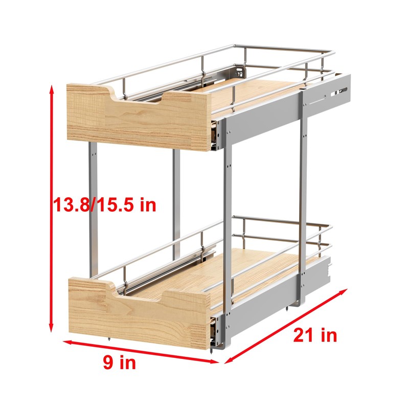 Sikarou Pull Out Cabinet Organizer,Heavy-Duty Slide Out Shelf, Wood and