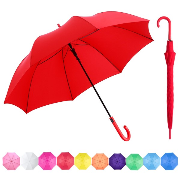 RUMBRELLA Red UV Stick Umbrella Auto Open UPF 50+ with