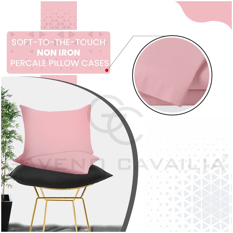 GAVENO CAVAILIA Luxury Non-Iron PERCALE Housewife Pillow Cases, Pink,Pillow Cases