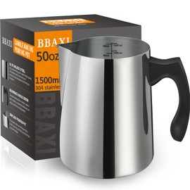 BBAXI Candle Making Pouring Pot, 1500 ML/50 OZ Candle Pouring Pitcher, 304 Stainless Steel Candle Making Pitcher with Heat-Resistant Handle and Dripless Pouring Spout Design
