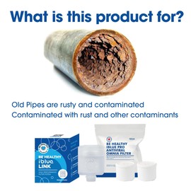 Be Healthy iBlue Link Portable Pure Water Shower Head Visible Filter System with high performance Omnia filter [Made in Korea] - Easy Install for Home and Travel use, Improve your skin and hair