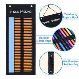 ALSLEA 2-Pack Pencil Parking for Classroom, Pencil Holder for Desk Organizer Roll up Pencil Case with 72 Slots, Portable Pencil Dispenser for Classroom 2025 Back to School Teacher Essential