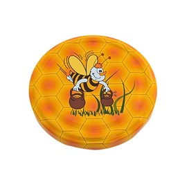 60 x Replacement Screw Lid Metal Lid for 500 g Twist Off Glass 82 mm Lid Colour Bee Honeycomb