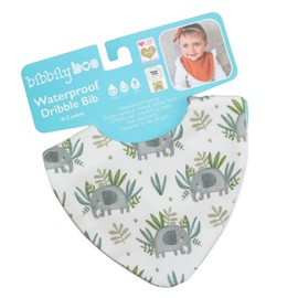 Bibbilyboo Waterproof Baby Dribble Bib, 1 Pack, 0-2 Years - Highly Absorbent & Naturally Antibacterial - Adjustable, Waterproof & Breathable Fabric - Award Winning Teething Bibs (Elephant)