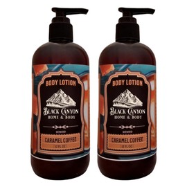 Black Canyon Caramel Coffee Scented Body Lotion with Lanolin and Jojoba Oil, 12 Oz (2 Pack)