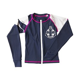 Leaf Tourer RA5120 Rash Guard for Kids, Juniors, Front Zipper, UV Protection, UPF 50+, With Finger Holes, Navy, 47.2 inches (120 cm)