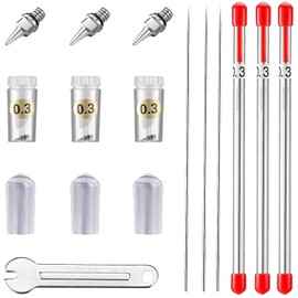 HUBEST 10PCS Airbrush Spare Parts, 0.3mm Needle, Nozzle and Needle Protector for Airbrush, The Professional Replacement Kits for HUBEST Airbrush Gun