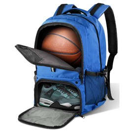 BROTOU Basketball Backpack, Large Basketball Bag with Shose&Ball Compartment, Soccer Backpack for Basketball/Volleyball/Football, Sports Training Equipment Bags for Men/Wome (Light Blue)