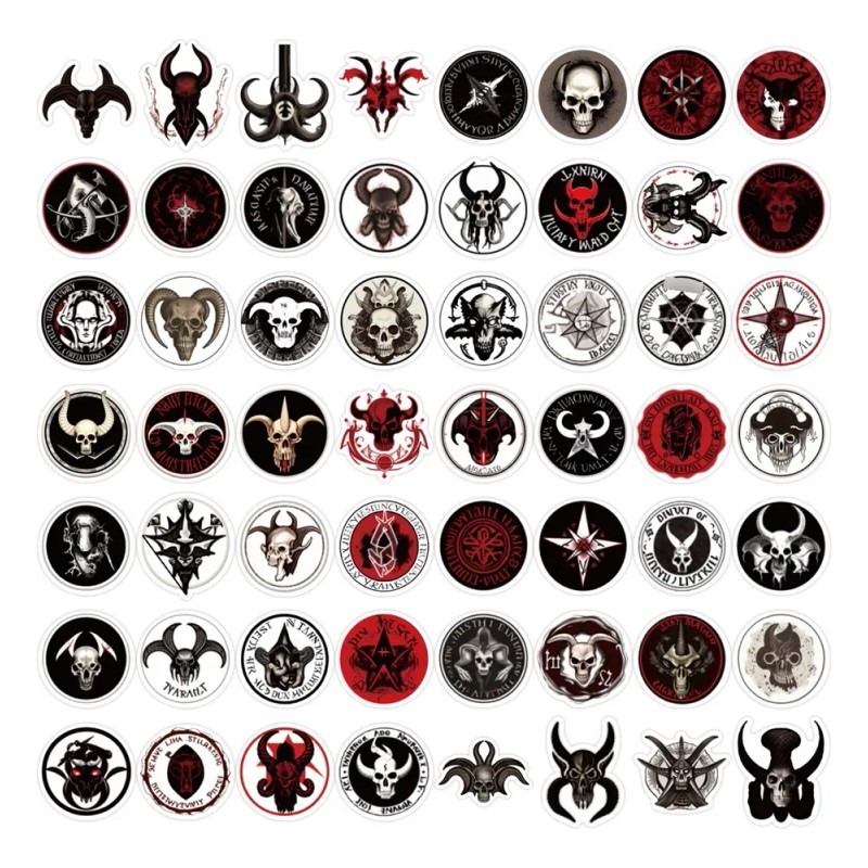Calaveras Signos Góticos 50 Calcomanias Stickers Pvc Vs Agua Calaveras