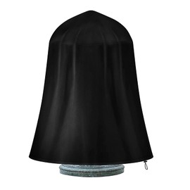 Outdoor 48"x61" Garden Fountain Cover, Heavy Duty Waterproof Bird Bath Cover, Fountain Cover with Locking Drawstring for Winter, Black