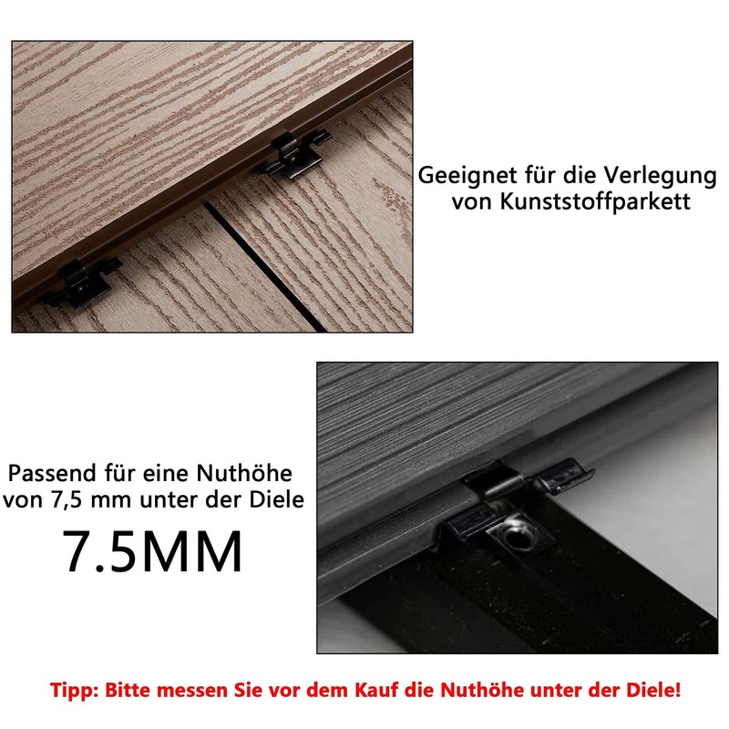 WPC Decking Clips: WPC Mounting Clips Stainless Steel for Mounting