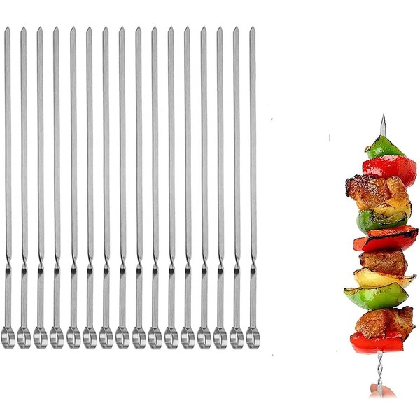 Metal Skewers for Grilling,Kabob Skewers,Flat BBQ Barbecue Skewer,Grilling Skewers Set,Reusable