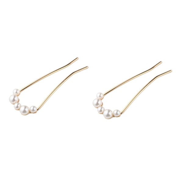 2 Pcs Gold Pearl U Shape Hair Fork,Pearl Hair Sticks