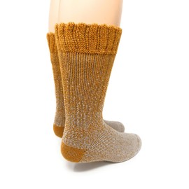 WARRIOR ALPACA SOCKS - Unisex Toasty Toes Ultimate Alpaca Socks For Men And Women (Large, Golden/Khaki Confetti)