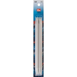 Prym 8" Double Point Plastic, 8mm Knitting Needles, 8,00/20cm, Gray 5 Count
