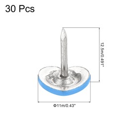 sourcing map 30Pcs Upholstery Tacks, 11mmx12.5mm Flat Head Decorative Furniture Nails Thumb Tack for Furniture Sofa Headboards, Blue
